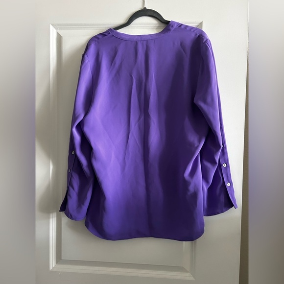 Purple Button-Up Women's Top - Picture 3 of 4